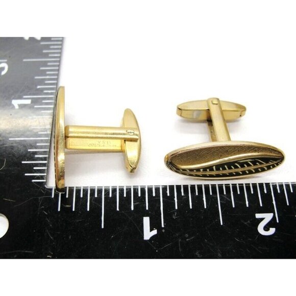 Foster Oval Wave Smooth & Rough Design Cufflinks Tux Shirt Dress Suit Vintage - Picture 7 of 10